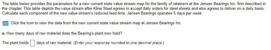 The table below provides the parameters for a new