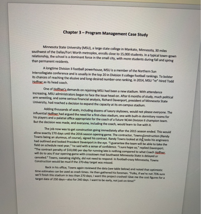 Chapter 3 - Program Management Case Study