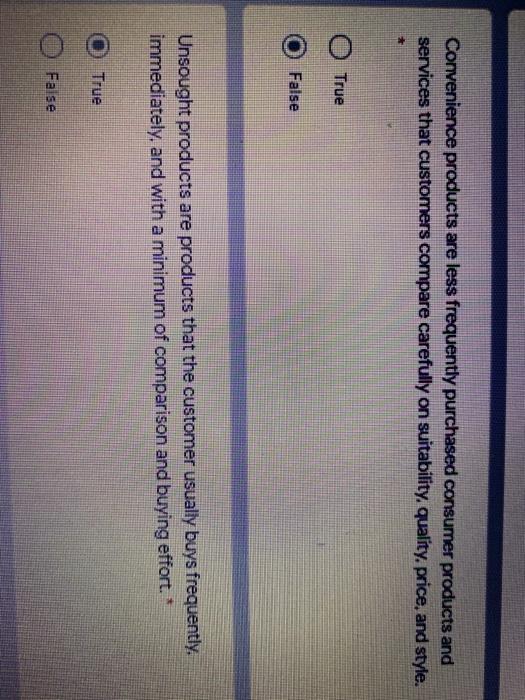 Convenience products are less frequently