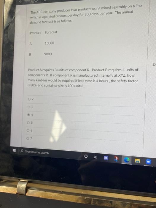 The ABC company produces two products using mixed