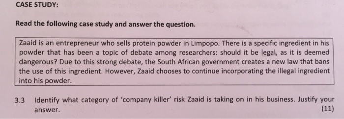 Hallo. please help me out CASE STUDY: Read the