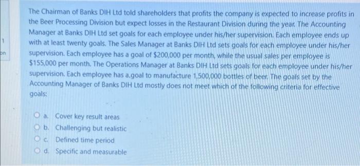 1 on The Chairman of Banks DIH Ltd told