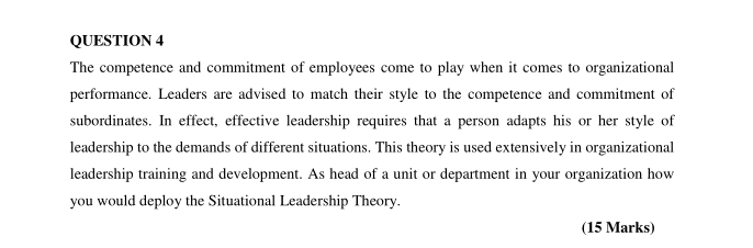 leadership and ethnic QUESTION 4 The competence