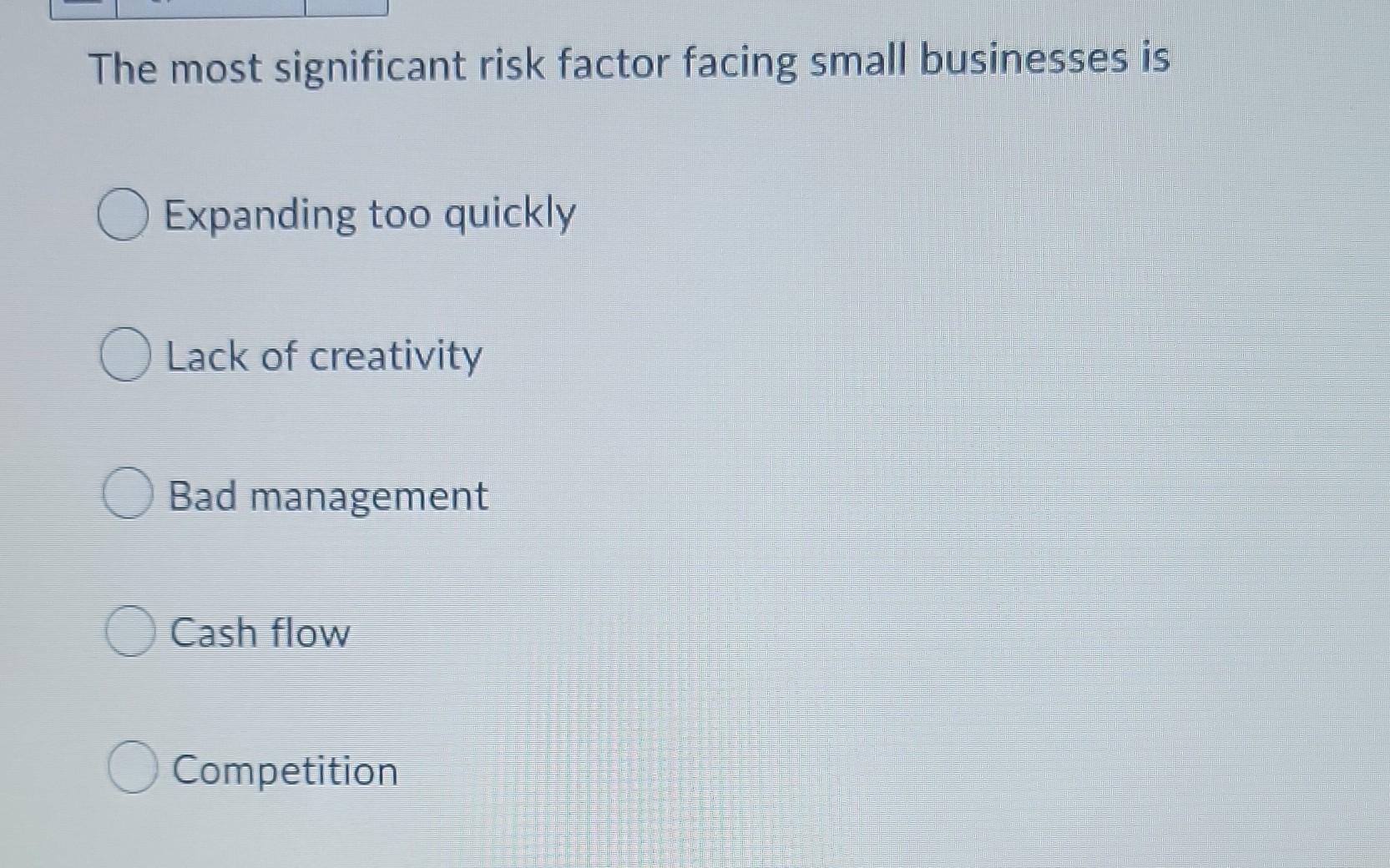 The most significant risk factor facing small