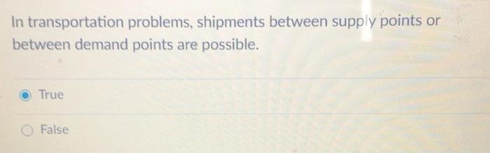 In transportation problems, shipments between