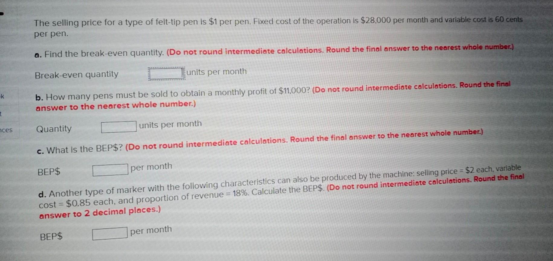 The selling price for a type of felt-tip pen is