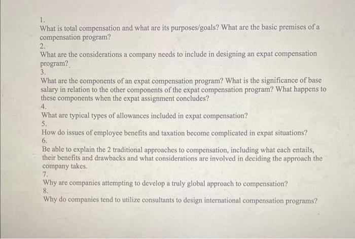 1. What is total compensation and what are its
