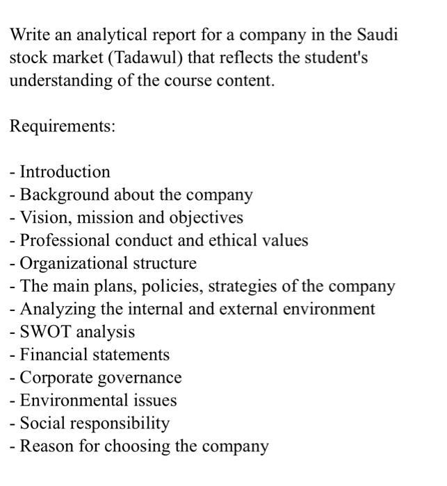 I want an answer with a saudi company example