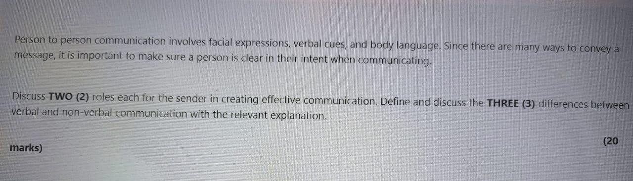Person to person communication involves facial