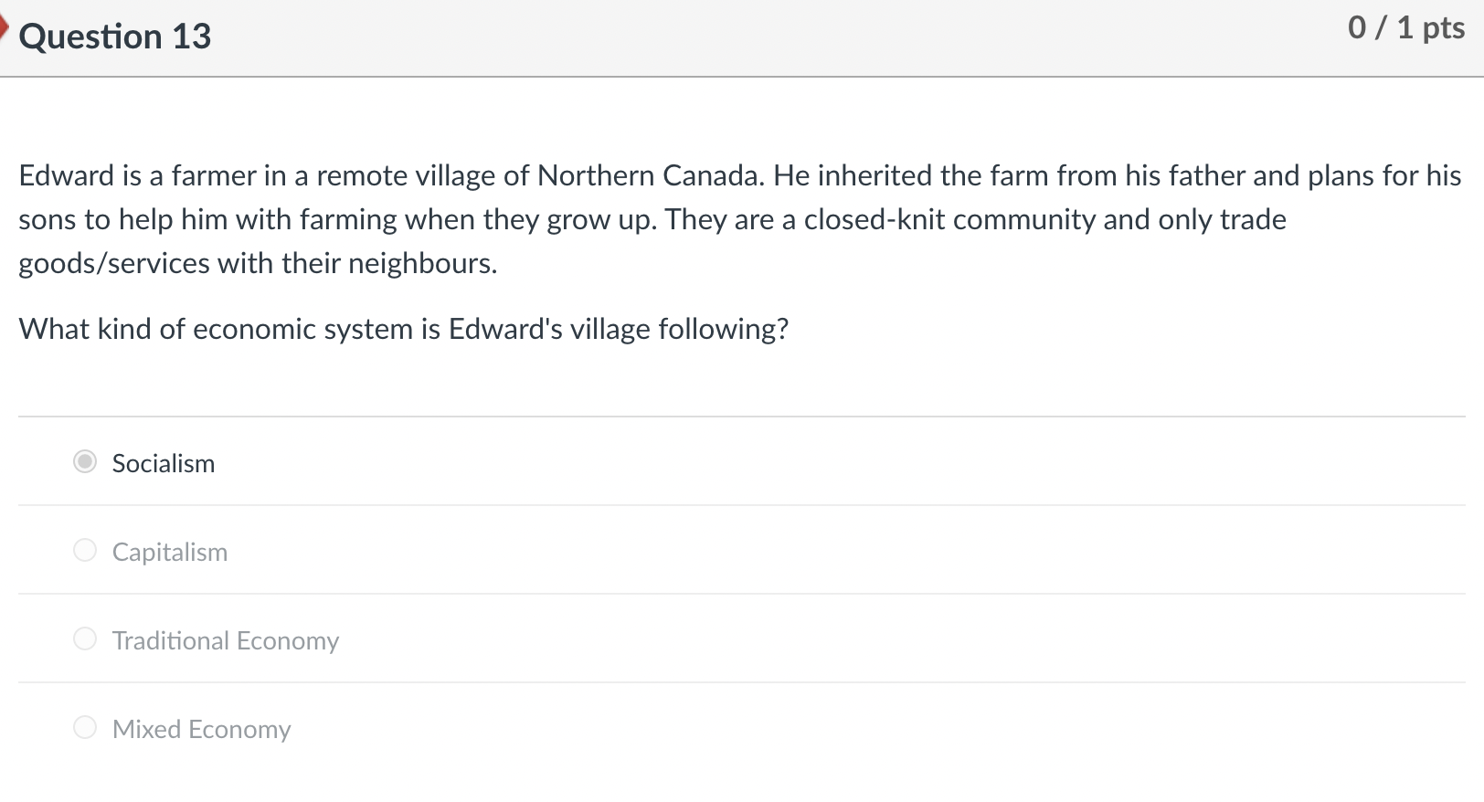Question 6 0 / 1 pts Sally likes to be in control