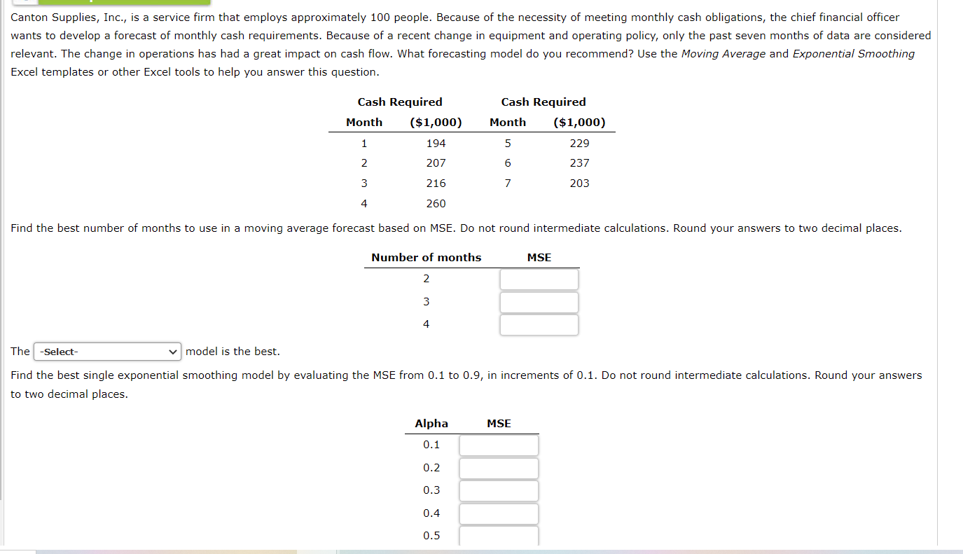 Canton Supplies, Inc., is a service firm that