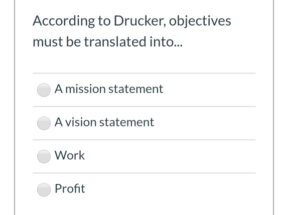 According to Drucker, where should objectives be
