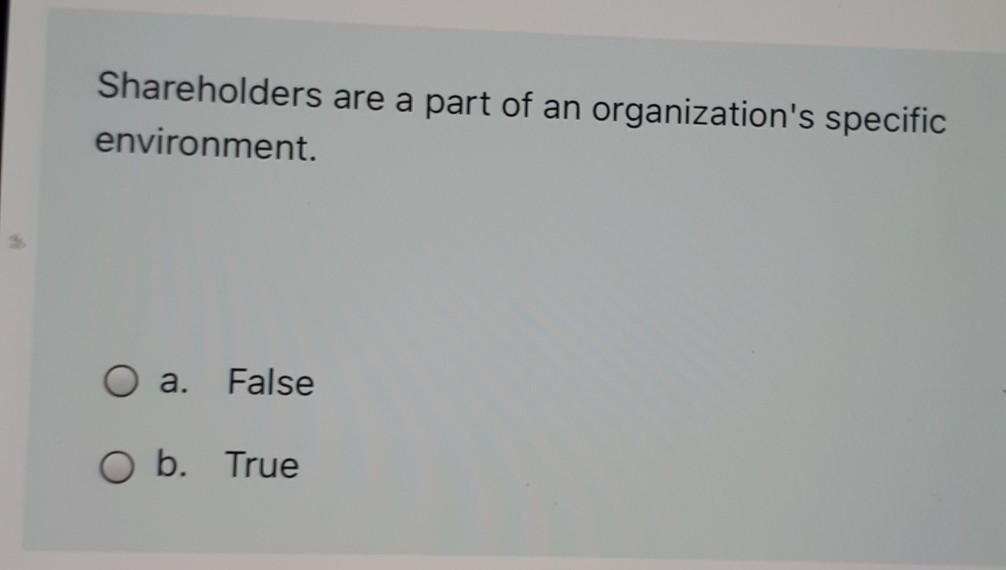 Shareholders are a part of an organization's