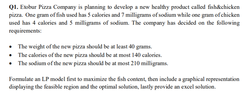 Q1. Etobur Pizza Company is planning to develop a