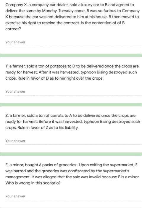 pls answer 1-4, this is business law Company X, a