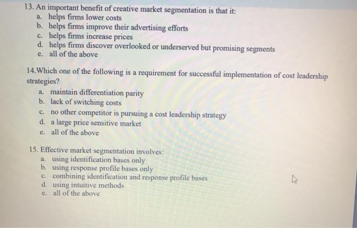 13. An important benefit of creative market