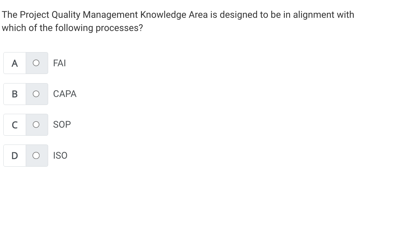 The Project Quality Management Knowledge Area is