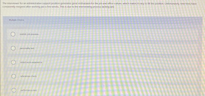 The interviewer for an administrative support