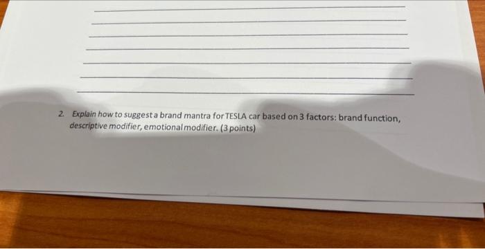 2. Explain how to suggest a brand mantra for