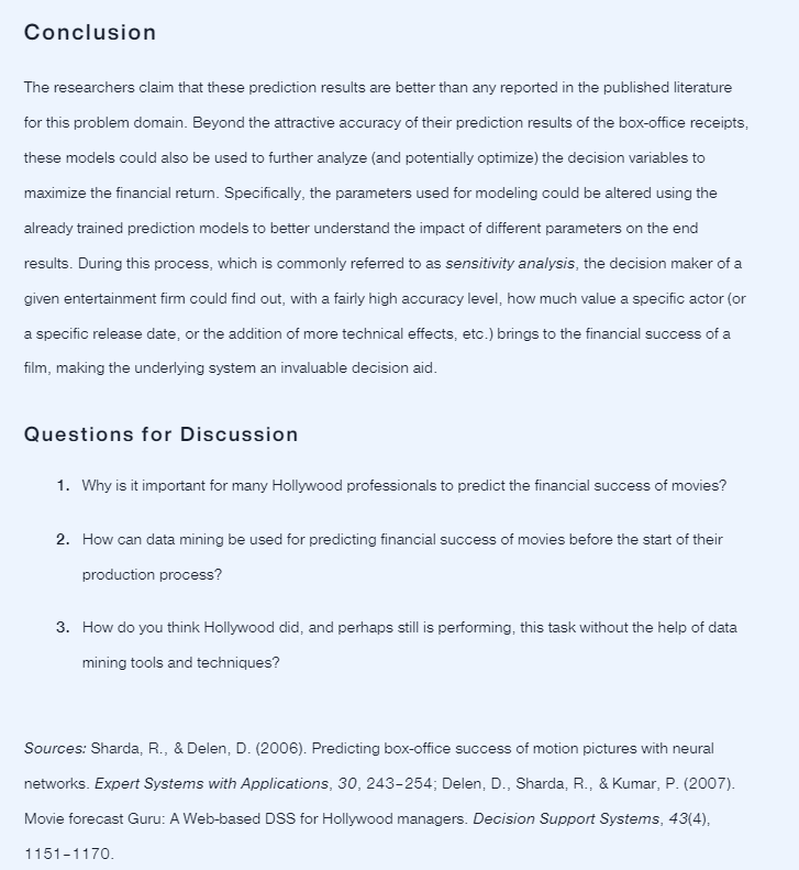 Application Case 4.6 Data Mining Goes to