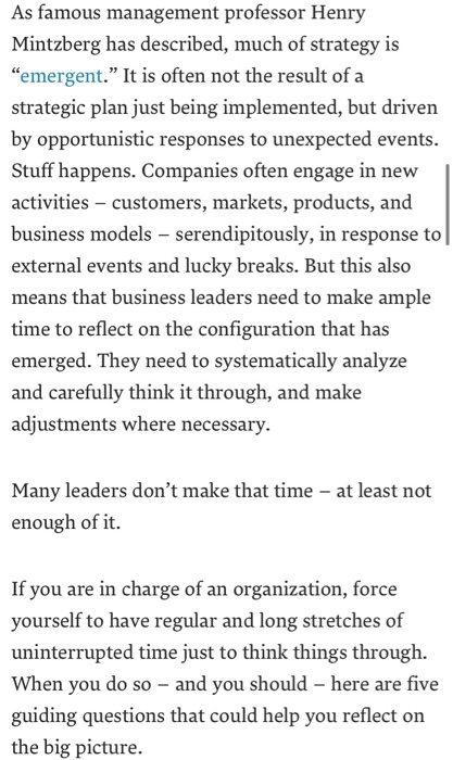 Assignment: Read the following article from the