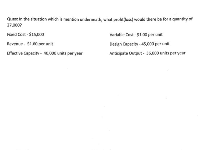 Ques: In the situation which is mention