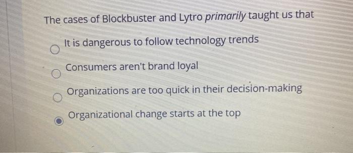 The cases of Blockbuster and Lytro primarily