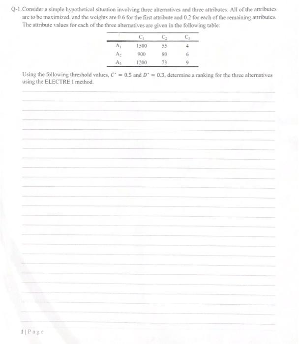 Please solve Q-1. Consider a simple hypothetical