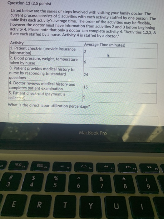 Question 11 (2.5 points) Listed below are the
