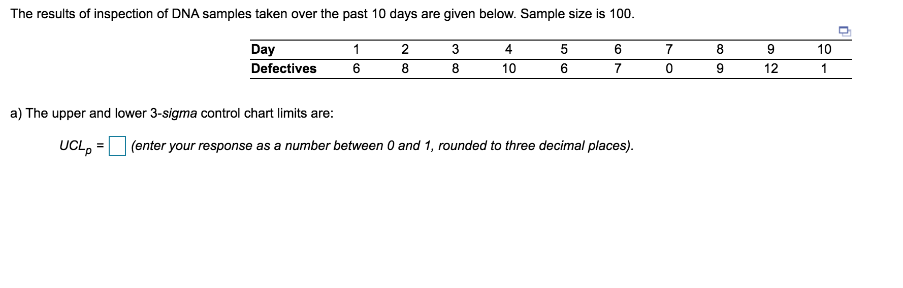 (b) Determine the fraction defective of the p