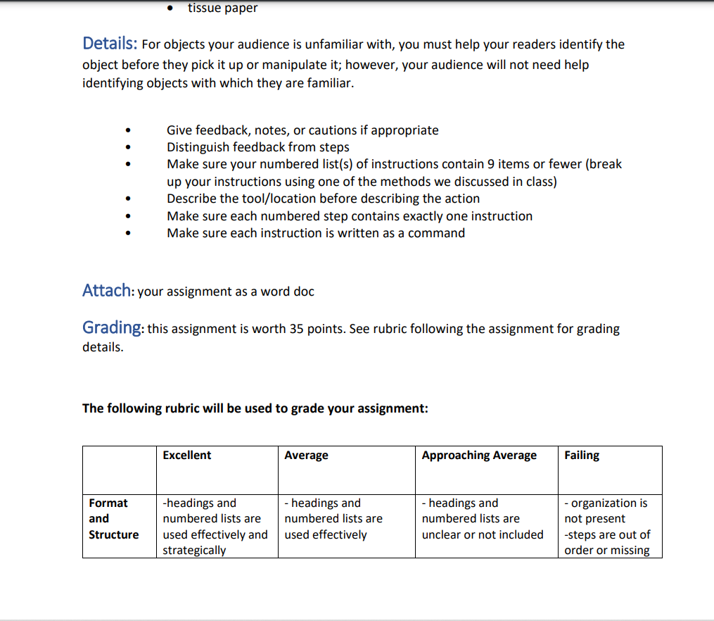 Instruction Assignment Intro: Writing