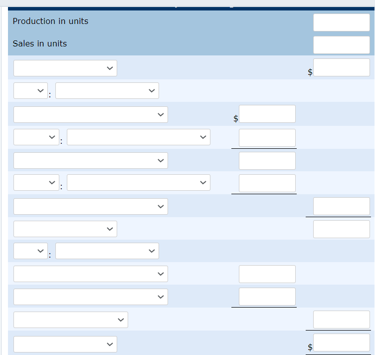 Prepare an absorption-costing income statement.