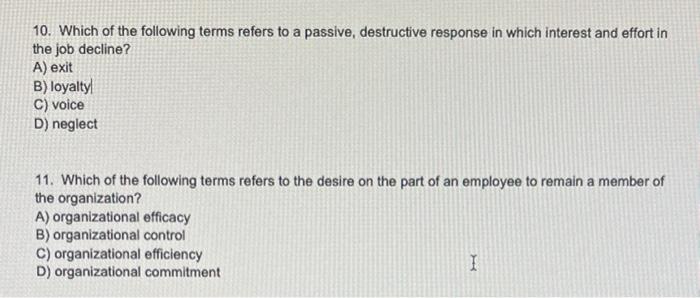10 and 11 10. Which of the following terms refers