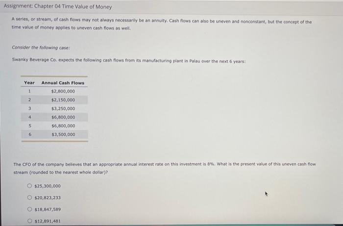 Assignment: Chapter 04 Time Value of Money A