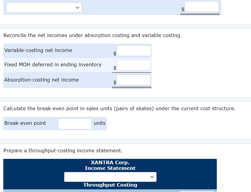 Prepare an absorption-costing income statement.