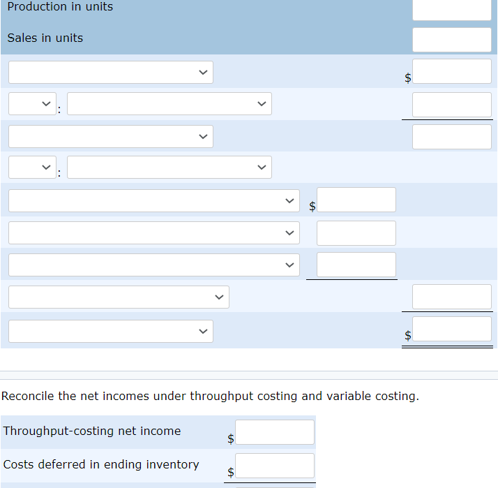 Prepare an absorption-costing income statement.