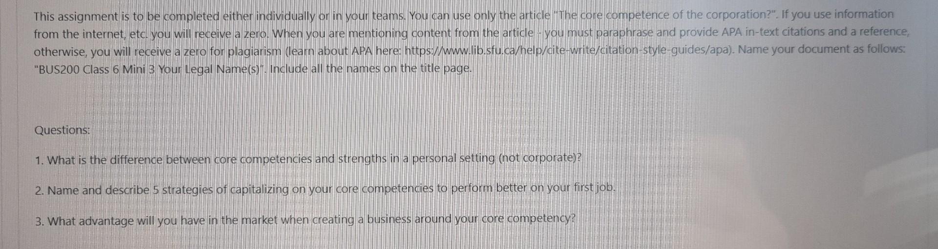 This assignment is to be completed either