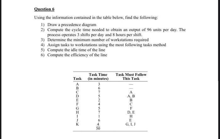 6 Question 6 Using the information contained in