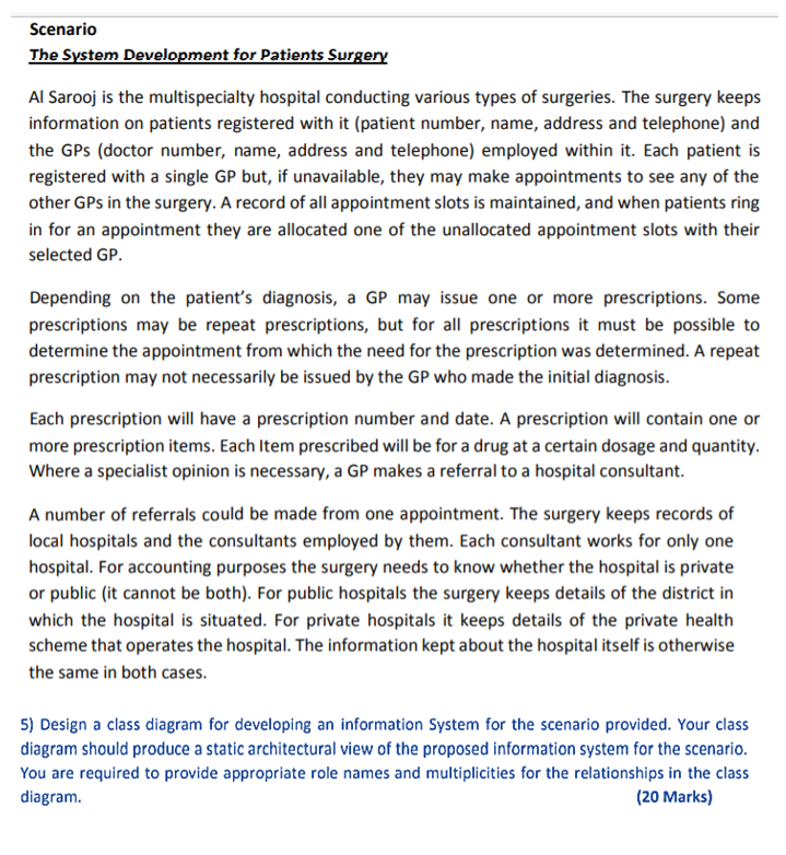 Scenario The System Development for Patients