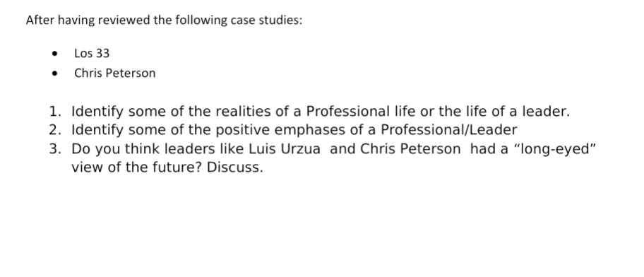 After having reviewed the following case studies: