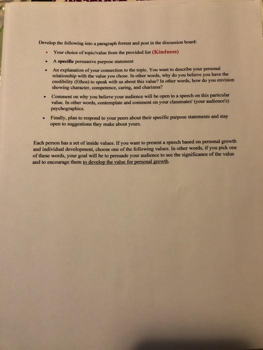 Persuasive speech about Kindness . Develop the