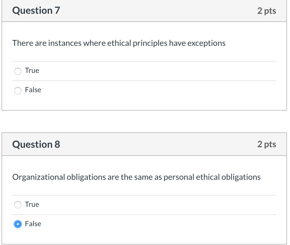 Question 7 2 pts There are instances where