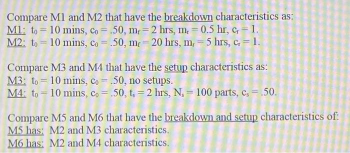 Compare M1 and M2 that have the breakdown
