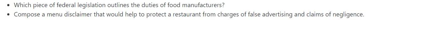 Compose a menu disclaimer that would help to