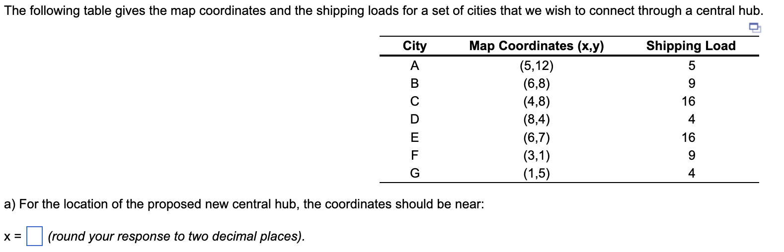 a) For the location of the proposed new central
