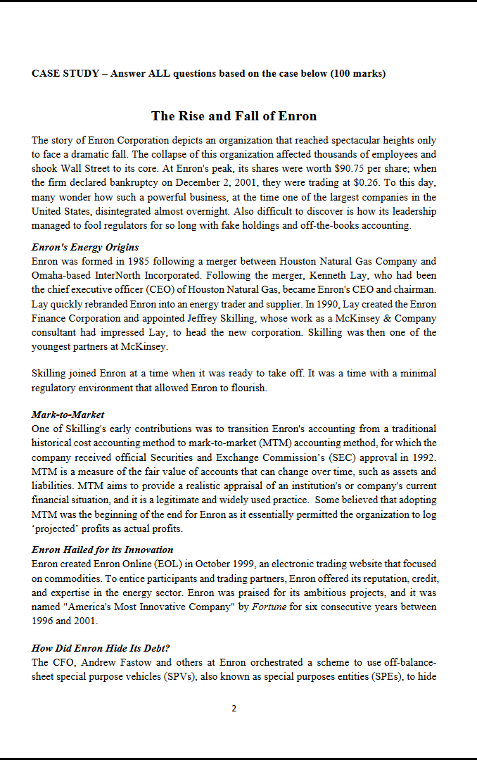 Enron (founded in 1985) and Arthur Anderson