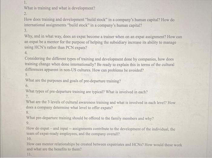 What is training and what is development? 2. How