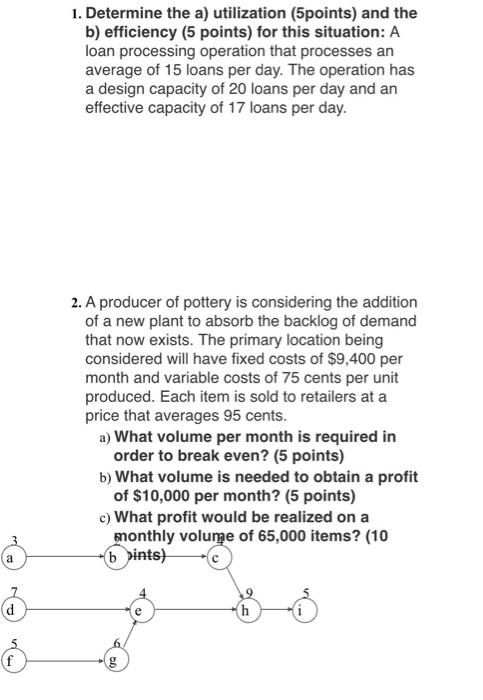 show work please 1. Determine the a) utilization