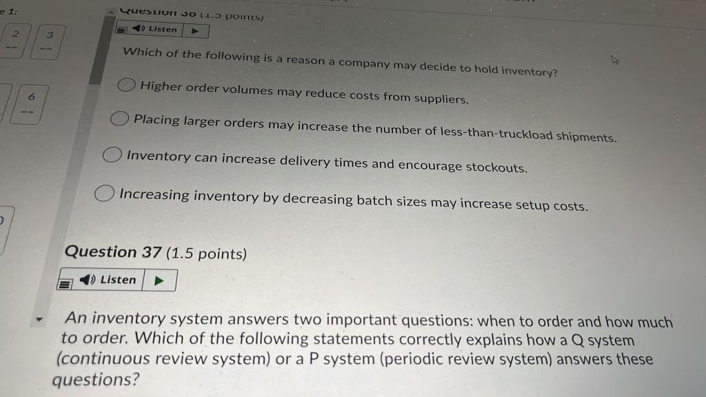 e 1: Question JO11.5 points a Listen BB Which of