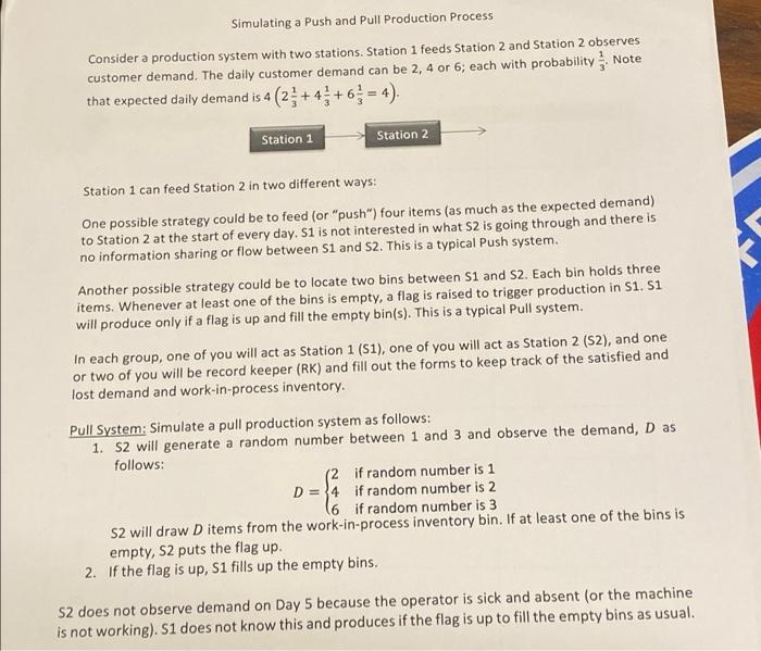 Simulating a Push and Pull Production Process